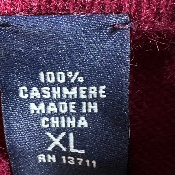 GRANT THOMAS Mens Burgundy Two Ply Pullover Cashmere Polo Sweater XL - Picture 7 of 10